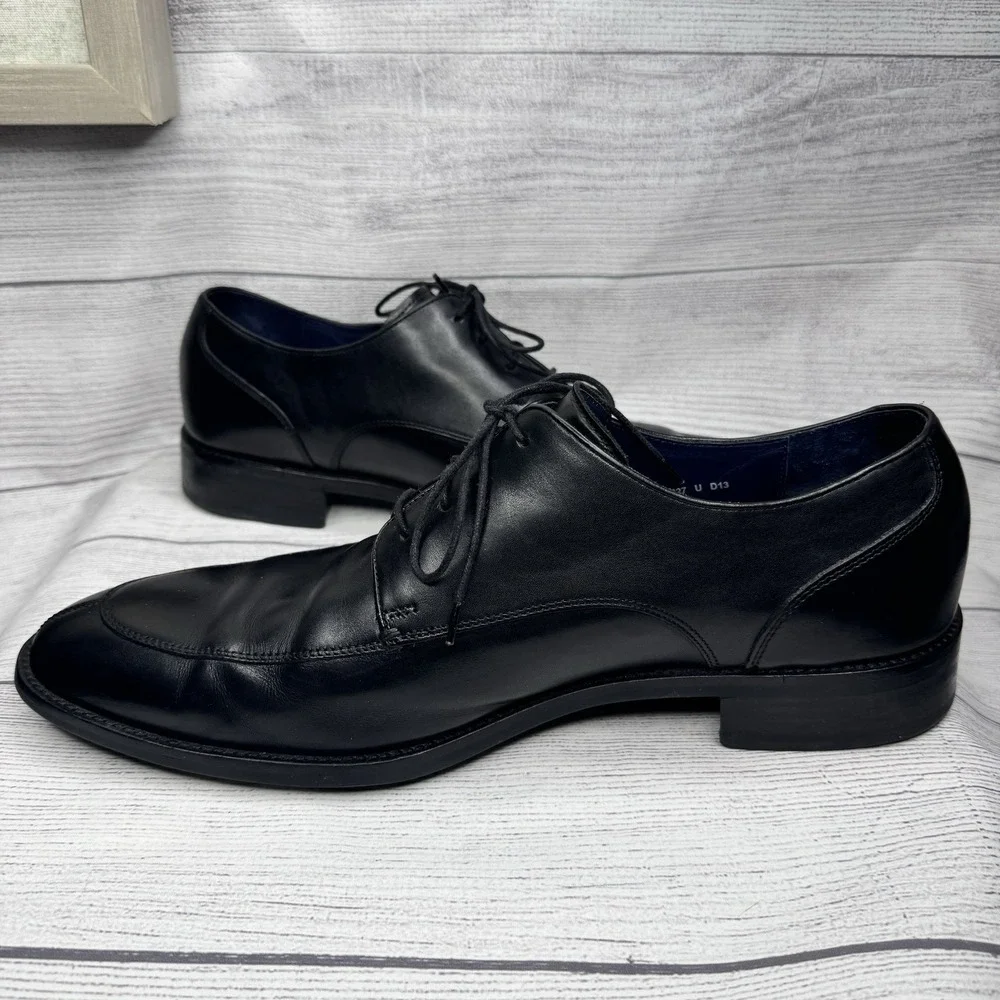 Cole Haan Lenox Hill Mens Size 11.5M Split Toe Oxford Black Leather Shoes C11627